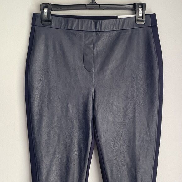 Chico’s Size 0 Faux Leather Front/Ponte Knit Back Leggings Sz 4 US Pull-On Ankle - Picture 3 of 12